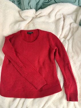 Womens Red Knit Crewneck Sweater